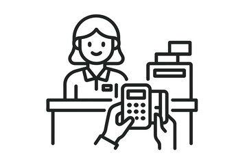 Smiling cashier assisting customer with credit card payment transaction at the point of sale