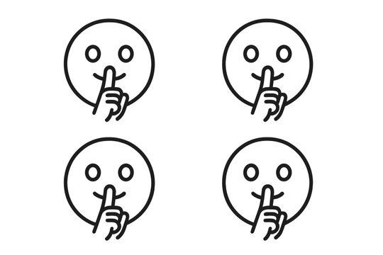Repeating black and white line art pattern featuring a shushing emoji face icon