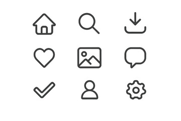 Modern user interface icons set featuring essential symbols for web and mobile applications