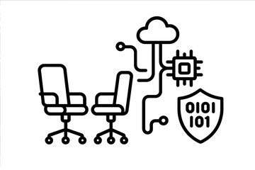 Secure cloud computing consultation with chairs and data protection shield