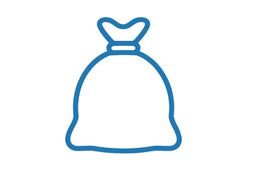 Outline icon depicting a closed sack or bag tied securely at the top for packaging or disposal