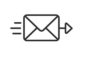 Flying envelope symbol for rapid email delivery and message transmission