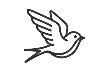 Elegant minimalist black outline of a soaring swallow or dove bird in flight