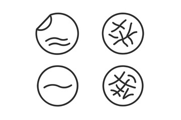 Set of circular icons representing hygiene and microbial contamination levels