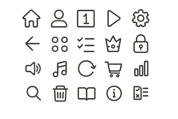 Basic linear UI symbols for web and mobile application interface design