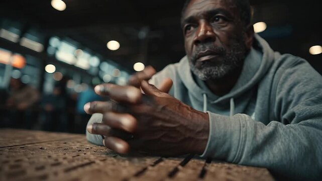 Contemplative Man in Hoodie - A Portrait of Thoughtfulness.