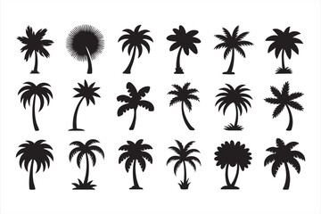 Obraz premium Beach palm tree icons for tourism branding resort visuals and vacation design projects