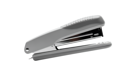 Precise grey stapler showcasing office stationery in a minimalist composition for seamless paper fastening functionality