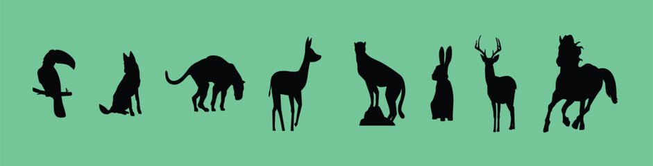 Animal silhouette icons set  solid, filled, wildlife and nature symbols. animals icon silhouette vector set vector illustration.