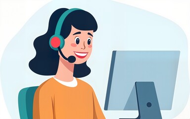 Customers care worker. Call center consultant talking phone with client, customer service support, contact information, assistant manager support, icon garish png illustration. High quality