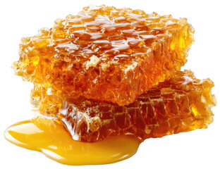 Golden honeycombs dripping with sweet, viscous liquid