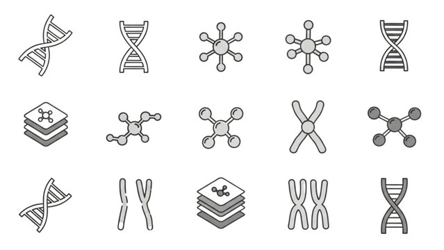 DNA and Chromosome Icons Scientific Research and Genetics Symbols