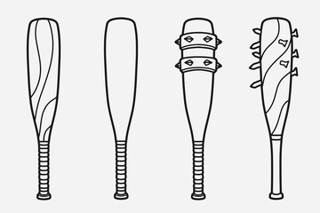 set of bat baseball with outline style good for icon, symbol, element design, coloring book, etc