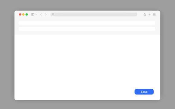 Web browser, internet browser search engine. Mail sending send. Search bar for ui ux design and web site. Search address and navigation bar icon. Collection of search form templates for websites