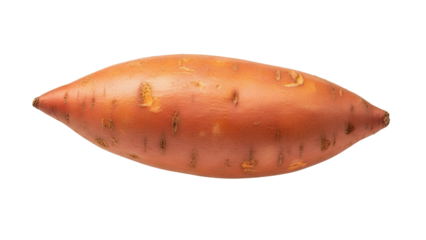 Elegantly positioned sweet potato showcases its rich color and smooth texture against a white backdrop revealing its natural appeal and subtle