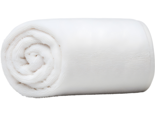 Soft rolled towel isolated on transparent background. Ideal for spa, wellness, and hotel design concepts.