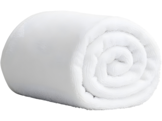 Soft rolled towel isolated on transparent background. Ideal for spa, wellness, and hotel design concepts.