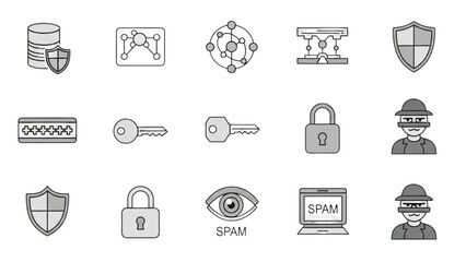 Security Icons Data Protection, Cyber Security, and Privacy Protection