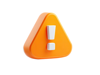 Bright orange warning triangle with a white exclamation mark symbol