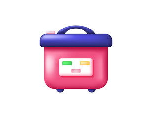 rice cooker illustration. food heater. electronic objects, goods, devices or equipment, interior, symbols. 3d style design. white background.