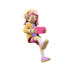 gamer girl 3d illustration
