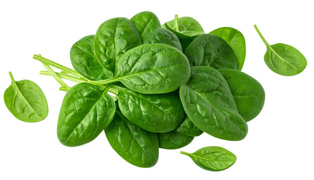 A close-up shot of a vibrant green bundle of spinach leaves on a black background