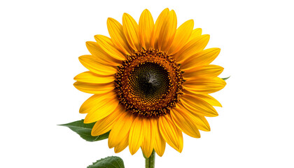 Fototapeta premium Vivid isolated sunflower on black, showcasing detailed petals and seed head