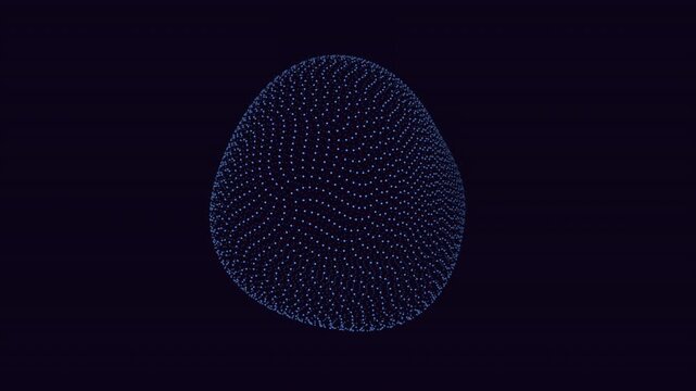 A 3D sphere composed of evenly spaced glowing blue dots in a mesmerizing pattern, creating a captivating visual of a radiant celestial sphere suspended in space