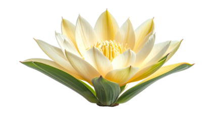 Pristine, isolated shot of a blooming flower with creamy yellow and green petals