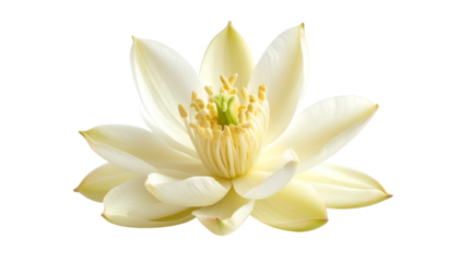 Close-up of a perfectly bloomed white flower against a stark, black background