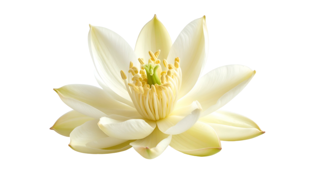 Close-up of a perfectly bloomed white flower against a stark, black background