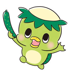 きゅうりを持つかわいいカッパ
