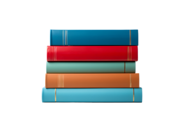 Stack of Colorful Hardcover Books Isolated on White for Education School Library