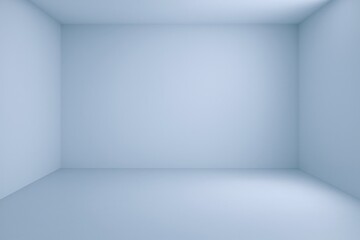 Fototapeta premium Empty Room Interior in Pale Blue: Minimalist Architecture and Clean Design for Background or Mockup