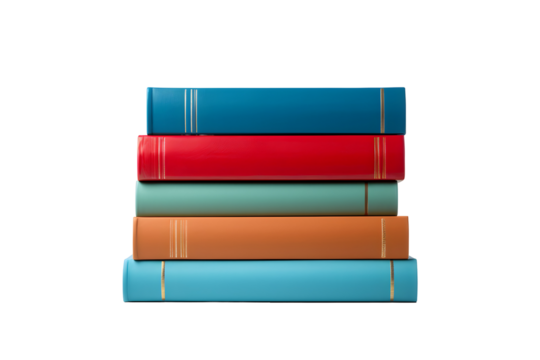 Stack of Colorful Hardcover Books Isolated on White for Education School Library