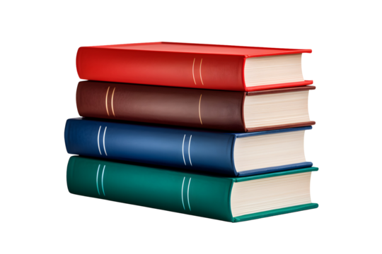 Stack of Colorful Hardcover Books Isolated on White for Education School Library and Knowledge Learning Concepts