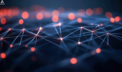 Abstract digital network of connected dots with glowing lines, showcasing modern technology.