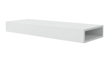 Fototapeta premium Modern Minimalist Aesthetic: A Clean White Rectangular Floating Shelf on a White Background, Revealing Subtle Depth and Contemporary Simplicity