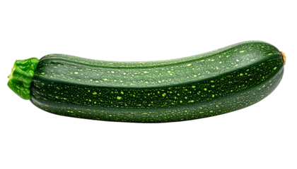 Close-up of a vibrant green, elongated summer squash with textured skin, isolated on black