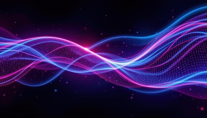 Obraz premium Dynamic Abstract Waves of Light in Vivid Blue and Pink Colors Creating a Mesmerizing Background