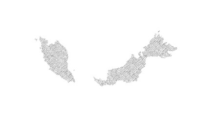 Malaysia map hand drawn sketch on white background vector, freehand hatch style map, vintage map.