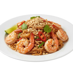Delicious Pad Thai Noodles with Shrimp and Toasted Peanuts a Classic Asian Dish