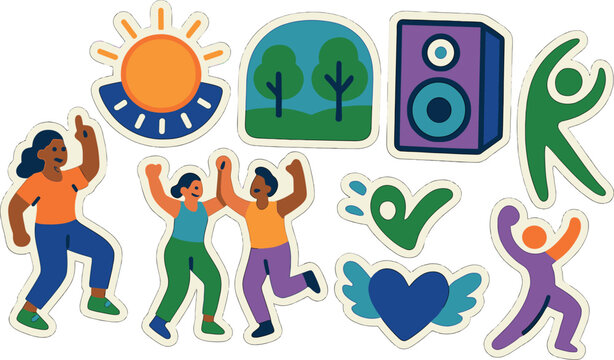 Vibrant zumba icons for fitness and dance themed designs - Powered by Adobe