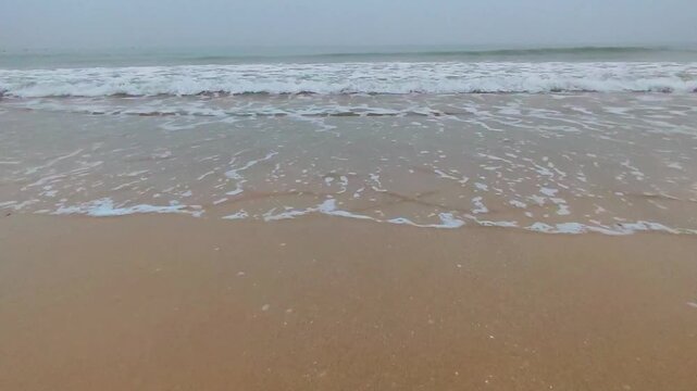 Beautiful yellow sea shore in Rizhao, China taken at early morning time
