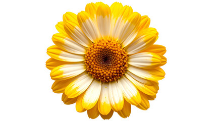 Close-up of a vibrant yellow and white flower with a central brown disc