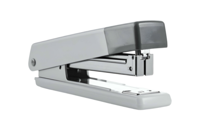 Gray and black office tool used for fastening sheets of paper together