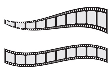 Film strip. Photography, television, photo, cinema or movie frames 35 mm. Vector film negative. Cinema footage effect. Negative strips border. Blank film storytelling. Film long frame. Vector set.