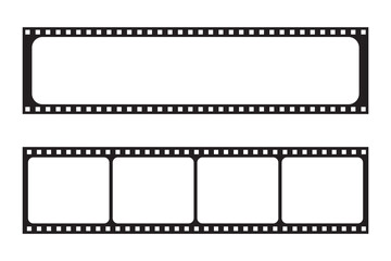 Film strip. Photography, television, photo, cinema or movie frames 35 mm. Vector film negative.  Cinema footage effect. Negative strips border. Blank film storytelling. Film long frame. Vector set.
