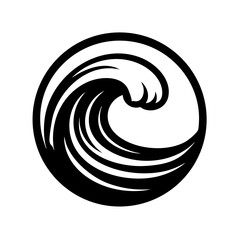 logo of a single ocean wave curl forming a circular emblem