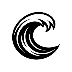 vector logo of a cresting wave with sharp curves and dynamic motion